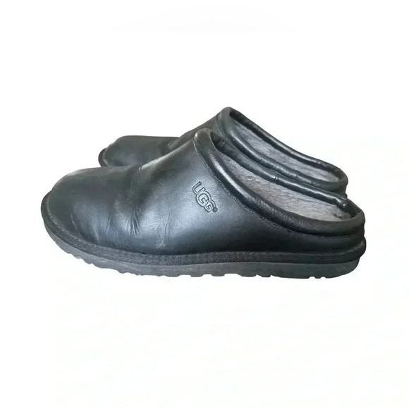 UGG Classic Clog Men Round Toe Leather Black Slipper Size 10 - Picture 7 of 10